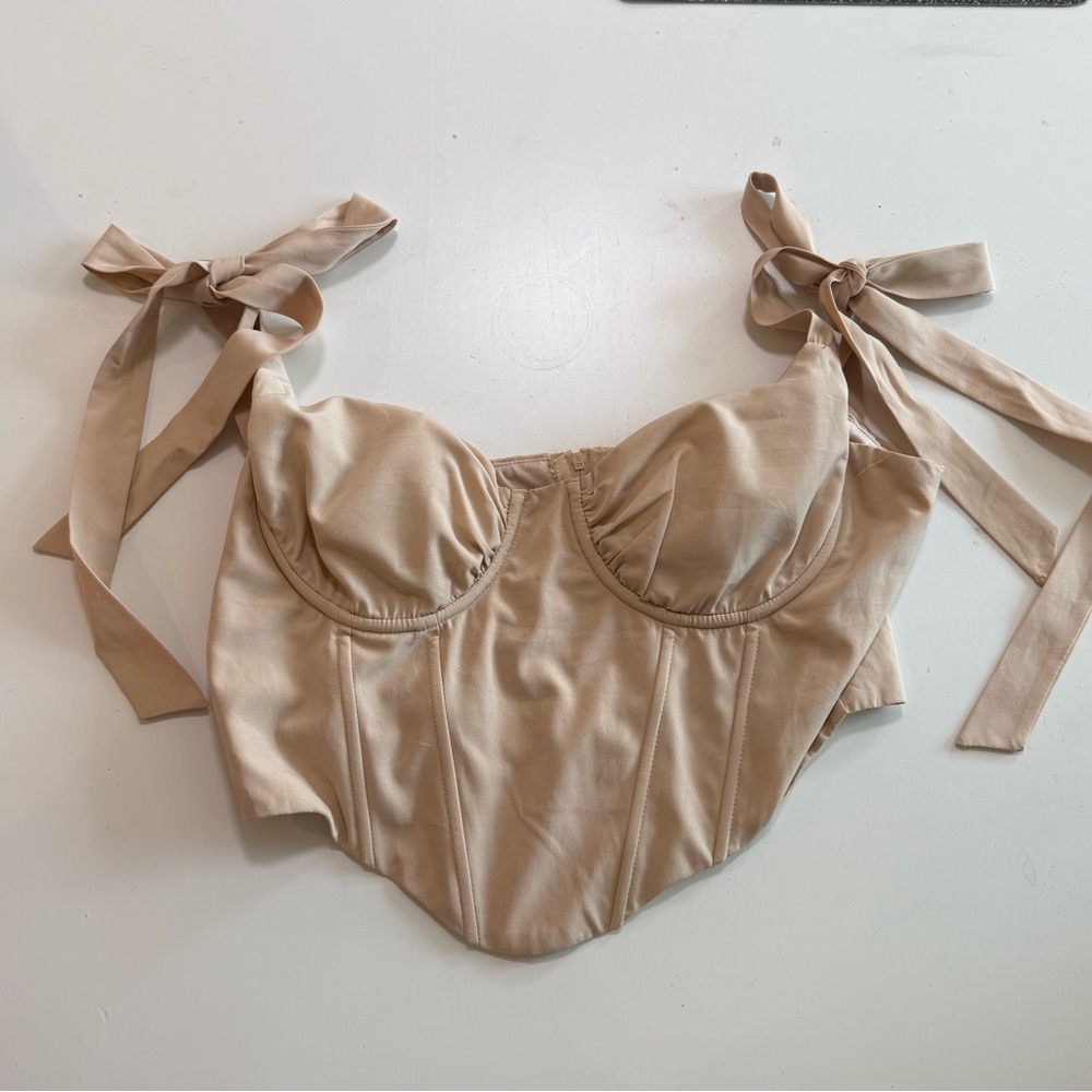 Princess Polly Cream Fabric Top